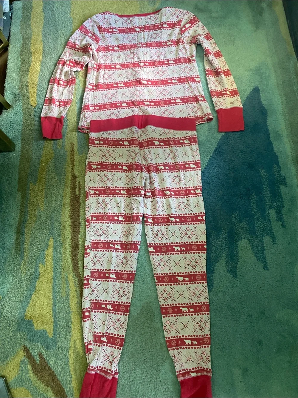 Victoria's Secret Red and White Fair Isle Henley Pajama Set
